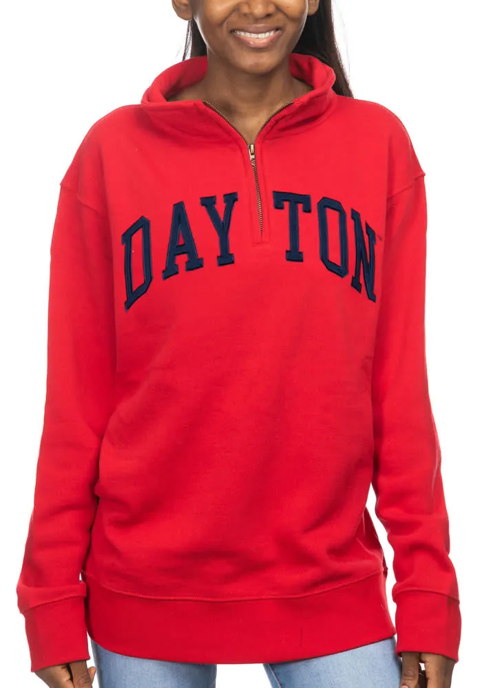 Dayton Flyers Womens Red Sport Fleece Qtr Zip