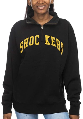 Wichita State Shockers Womens Black Sport Fleece Qtr Zip