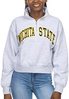 Wichita State Shockers Womens Ash Cropped Sport Fleece Qtr Zip