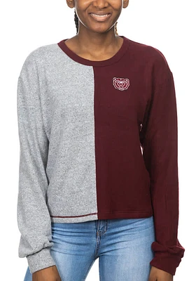 Missouri State Bears Womens Maroon Colorblock Sweater Crew Sweatshirt