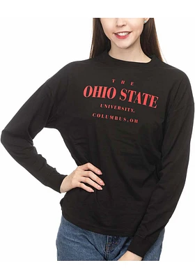 Ohio State Buckeyes Womens Black Drop Shoulder LS Tee