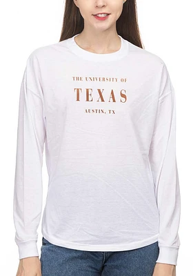 Texas Longhorns Womens White Drop Shoulder LS Tee