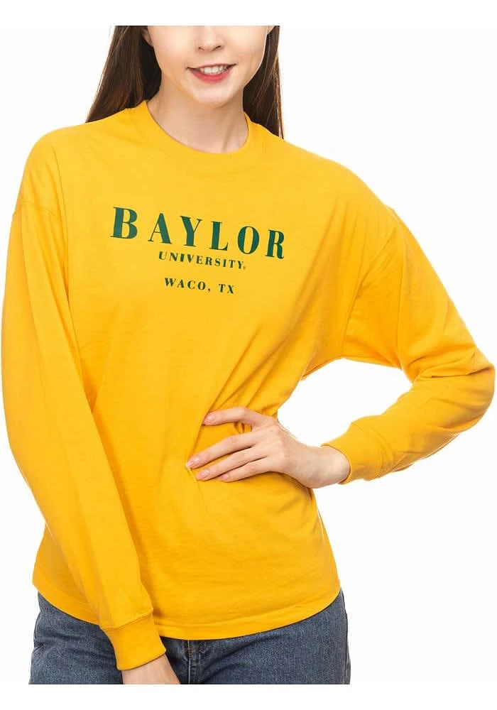 Baylor Bears Womens Gold Drop Shoulder LS Tee
