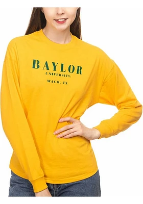 Baylor Bears Womens Gold Drop Shoulder LS Tee