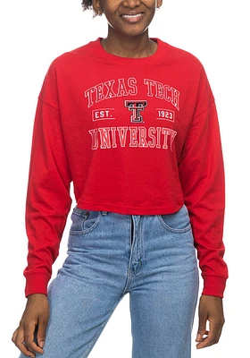 Texas Tech Red Raiders Womens Drop Shoulder Cropped LS Tee