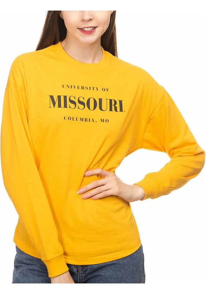 Missouri Tigers Womens Gold Drop Shoulder LS Tee