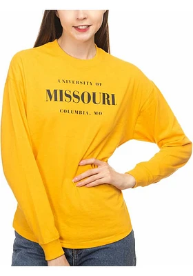 Missouri Tigers Womens Gold Drop Shoulder LS Tee