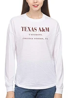 Texas A&M Aggies Womens White Drop Shoulder LS Tee