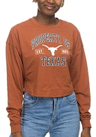 Texas Longhorns Womens Burnt Orange Drop Shoulder Cropped LS Tee