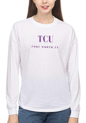 TCU Horned Frogs Womens White Drop Shoulder LS Tee