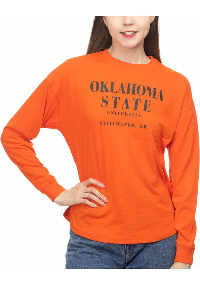 Oklahoma State Cowboys Womens Orange Drop Shoulder LS Tee