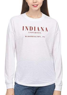 Indiana Hoosiers Womens White Drop Shoulder LS Tee