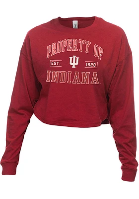 Indiana Hoosiers Womens Crimson Drop Shoulder Cropped LS Tee