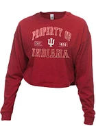 Indiana Hoosiers Womens Crimson Drop Shoulder Cropped LS Tee