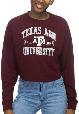 Texas A&M Aggies Womens Maroon Drop Shoulder Cropped LS Tee