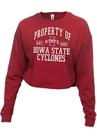Iowa State Cyclones Womens Crimson Drop Shoulder Cropped LS Tee