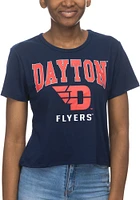Dayton Flyers Womens Navy Blue Crop Short Sleeve T-Shirt