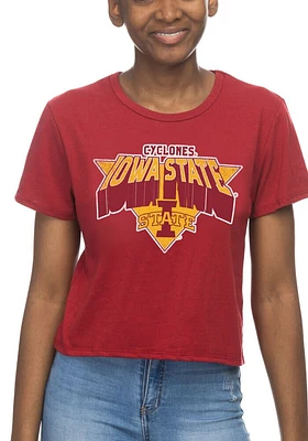 Iowa State Cyclones Womens Crimson Crop Short Sleeve T-Shirt