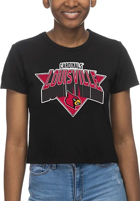 Louisville Cardinals Womens Black Crop Short Sleeve T-Shirt