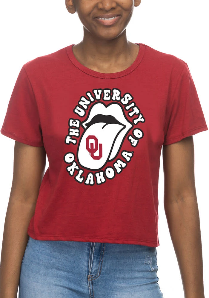 Oklahoma Sooners Womens Crimson Crop Style Short Sleeve T-Shirt