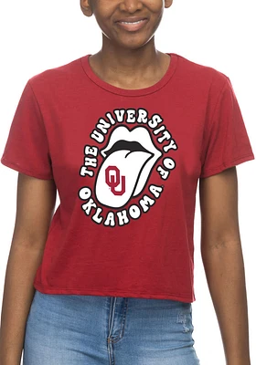 Oklahoma Sooners Womens Crimson Crop Style Short Sleeve T-Shirt
