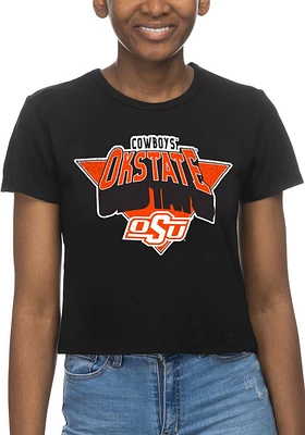 Oklahoma State Cowboys Womens Black Crop Short Sleeve T-Shirt