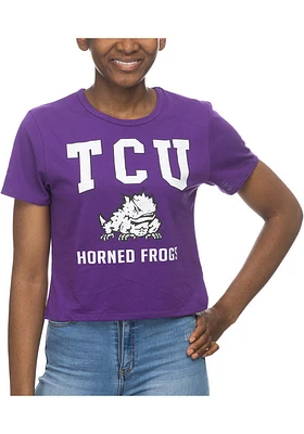 TCU Horned Frogs Womens Purple Crop Style Short Sleeve T-Shirt