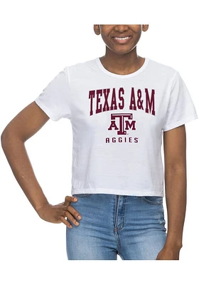 Texas A&M Aggies Womens White Crop Short Sleeve T-Shirt