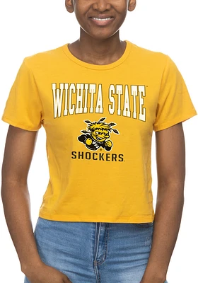 Wichita State Shockers Womens Gold Crop Short Sleeve T-Shirt