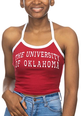 Oklahoma Sooners Womens Crimson Crop Halter Tank Top