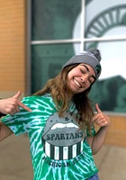 Michigan State Spartans Womens Green Tie Dye Mouth Crop Short Sleeve T-Shirt