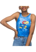 Kansas Jayhawks Womens Blue Mist First Down Crop Tank Top