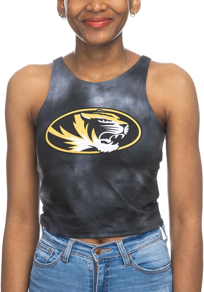Missouri Tigers Womens Black Mist First Down Crop Tank Top