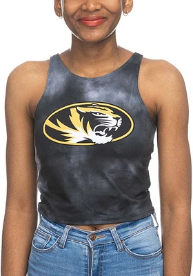 Missouri Tigers Womens Black Mist First Down Crop Tank Top