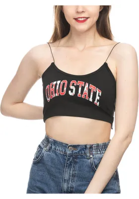 Ohio State Buckeyes Womens Black Crop Skinny Strap Tank Top