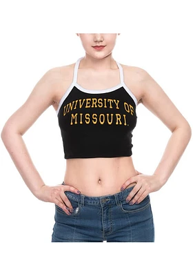 Missouri Tigers Womens Black Crop Halter Tank Top