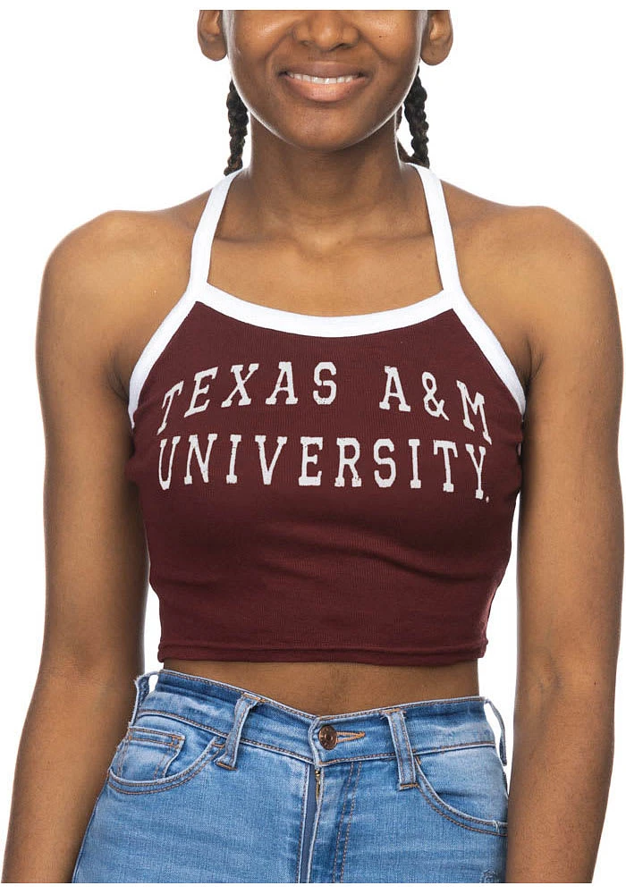 Texas A&M Aggies Womens Maroon Crop Halter Tank Top