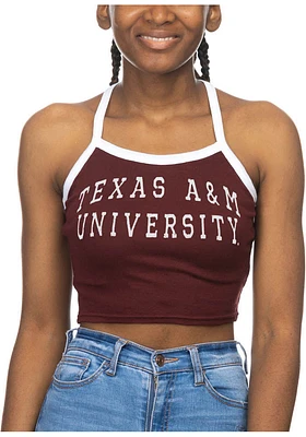 Texas A&M Aggies Womens Maroon Crop Halter Tank Top