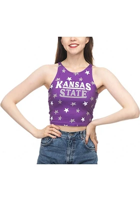 K-State Wildcats Womens Lavender Star First Down Crop Tank Top