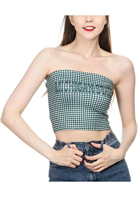 Michigan State Spartans Womens Green Gingham Tube Top Tank