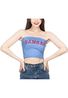 Kansas Jayhawks Womens Blue Gingham Tube Top Tank