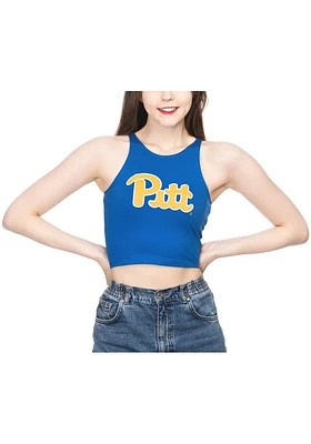 Pitt Panthers Womens Blue First Down Crop Tank Top