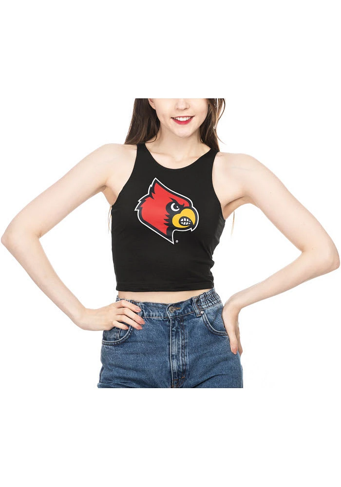 Louisville Cardinals Womens Black First Down Crop Tank Top
