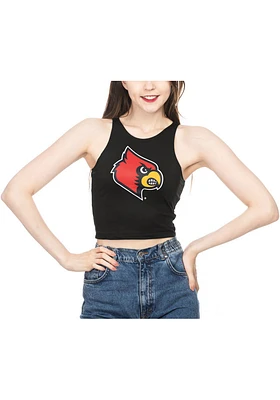 Louisville Cardinals Womens Black First Down Crop Tank Top