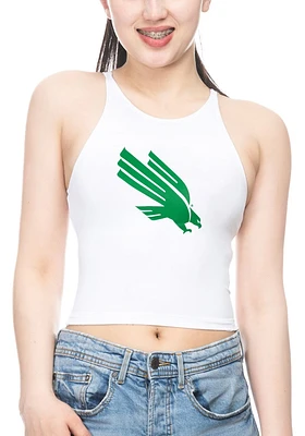 North Texas Mean Green Womens White First Down Crop Tank Top