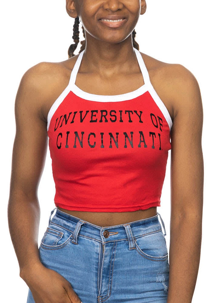 Cincinnati Bearcats Womens Red Crop Halter Tank Top