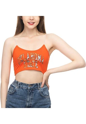 Oklahoma State Cowboys Womens Orange Crop Skinny Strap Tank Top