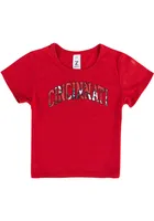 Cincinnati Bearcats Girls Red Tie Dye Wordmark Short Sleeve Tee