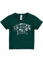Michigan State Spartans Girls Green Tie Dye Wordmark Short Sleeve Tee