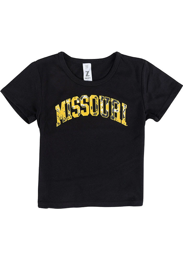 Missouri Tigers Girls Black Tie Dye Wordmark Short Sleeve Tee